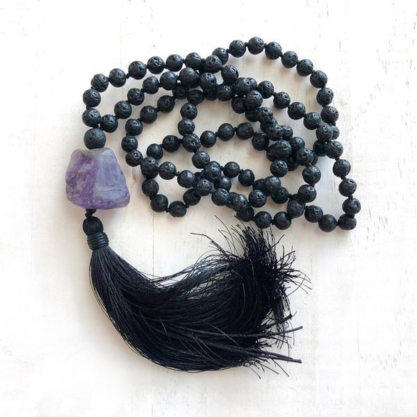 8mm black lava stone mala necklace handmade black tassel necklace 108 beads hand knotted necklaces raw a-methyst charm jewelry, Silver
8mm black lava stone mala necklace handmade black tassel necklace 108 beads hand knotted necklaces raw a-methyst charm jewelry, Silver