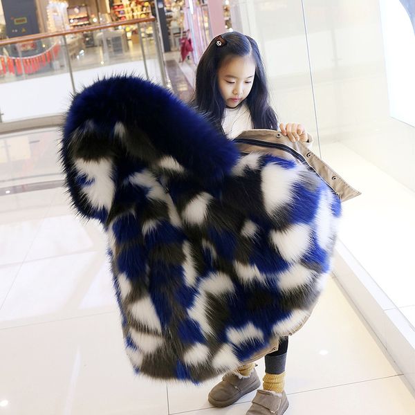 children winter coat 2020 boys girls faux fur jacket thick warm parka large fur hood coat kids outerwear, Blue;gray
children winter coat 2020 boys girls faux fur jacket thick warm parka large fur hood coat kids outerwear, Blue;gray