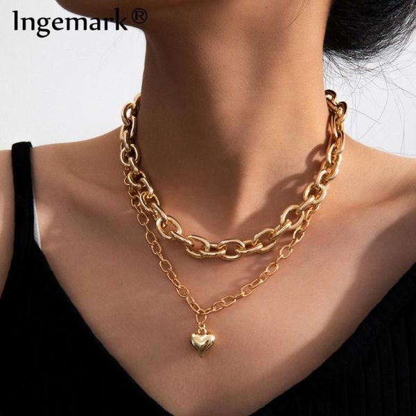 pendant necklaces goth punk miami cuban chunky chain necklace multilayer hiphop aluminum link metal love heart choker women jewelry, Silver
pendant necklaces goth punk miami cuban chunky chain necklace multilayer hiphop aluminum link metal love heart choker women jewelry, Silver