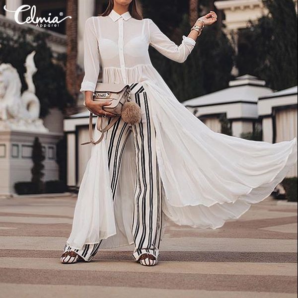 2020 fashion see through long maxi dress celmia women casual lapel loose high waist pleated shirt dress plus size vestidos, Black;gray
2020 fashion see through long maxi dress celmia women casual lapel loose high waist pleated shirt dress plus size vestidos, Black;gray