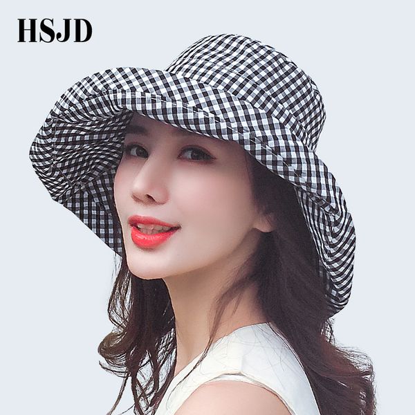 wide brim hats 2021 summer women plaid sun hat female big cotton anti-uv beach floppy flat caps bob chapeau gorras, Blue;gray
wide brim hats 2021 summer women plaid sun hat female big cotton anti-uv beach floppy flat caps bob chapeau gorras, Blue;gray