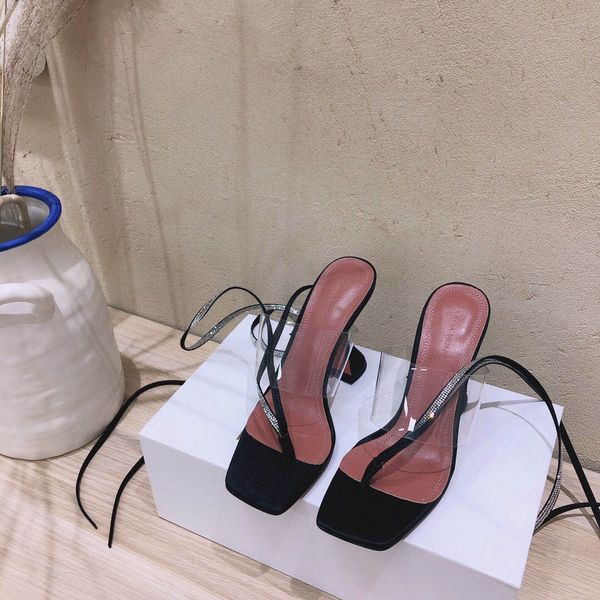 20 new summer amina muaddi rhinestone lace heeled sandals leather square toe clip horseshoe heel shoes, Black
20 new summer amina muaddi rhinestone lace heeled sandals leather square toe clip horseshoe heel shoes, Black