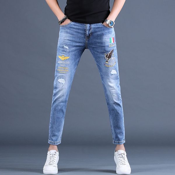 nine-point jeans men's nine nine jeans ankle-length pants fashion brand slim fit feet men's casual korean style trendy embroidery, Blue
nine-point jeans men's nine nine jeans ankle-length pants fashion brand slim fit feet men's casual korean style trendy embroidery, Blue