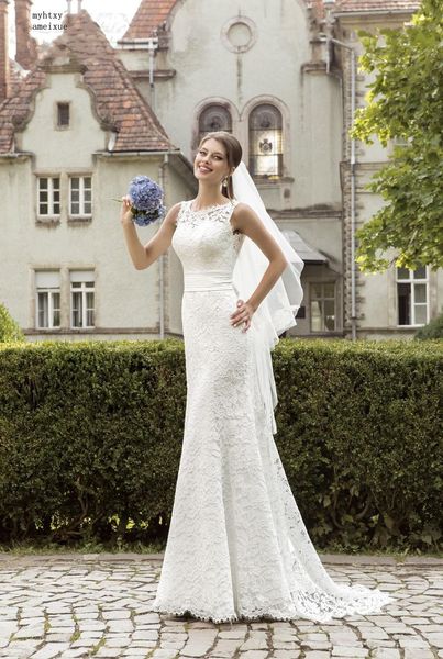 Fashion Lace Mermaid Backless Wedding Dress 2019 Sleeveless Sash Scoop Bride Gown Romantic Court Train Ribbon Tank Wedding Gown, Ivory
Fashion Lace Mermaid Backless Wedding Dress 2019 Sleeveless Sash Scoop Bride Gown Romantic Court Train Ribbon Tank Wedding Gown, Ivory