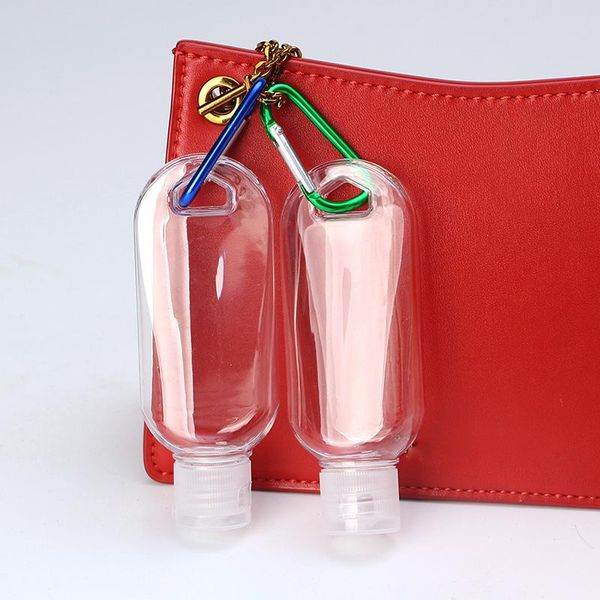 50ml Empty Alcohol Refillable Bottle With Key Ring Hook Clear Transparent Plastic Hand Sanitizer Bottle For Travel Bottle Dhl Or Ups