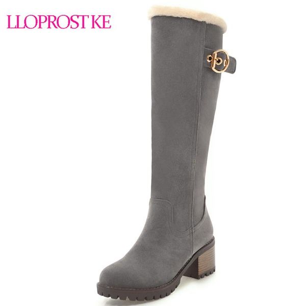 lloprost ke new arrive winter knee high women boots black yellow brown thick heel boots autumn winter shoes woman size 34-43 d44