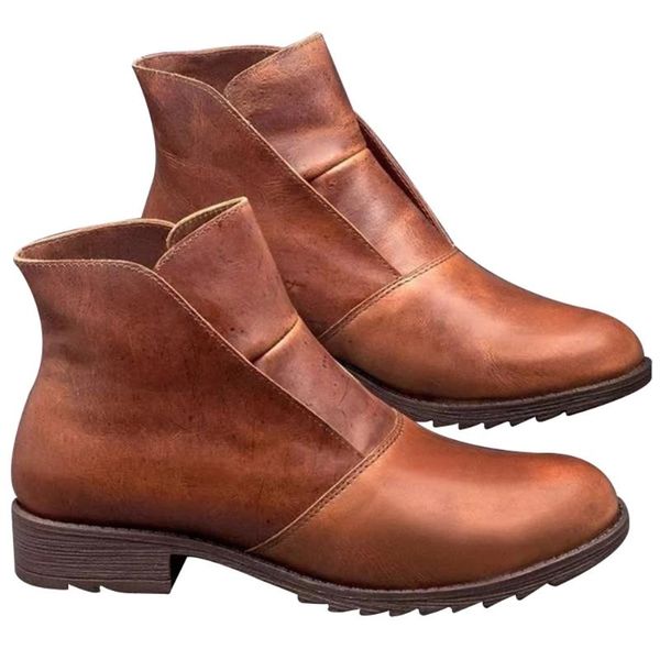 women pu leather boots round toe thickened sole low heel ankle booties tc21, Black
women pu leather boots round toe thickened sole low heel ankle booties tc21, Black