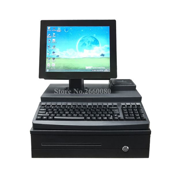 

printers all in one system dual lcd screen cash register with 58mm receipt printer & drawer terminal touch panel