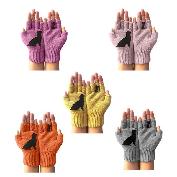 womens winter knitted fingerless gloves kawaii cartoon puppy dog bone print palm bright candy color half finger mittens, Blue;gray
womens winter knitted fingerless gloves kawaii cartoon puppy dog bone print palm bright candy color half finger mittens, Blue;gray
