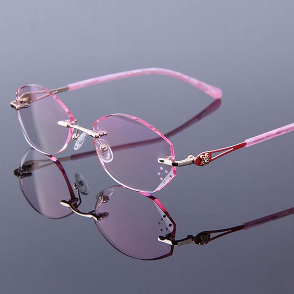 ultralight fashionable rimless reading glasses women high clear gradient pink lens anti-fatigue computer glasses for presbyopia, White;black
ultralight fashionable rimless reading glasses women high clear gradient pink lens anti-fatigue computer glasses for presbyopia, White;black