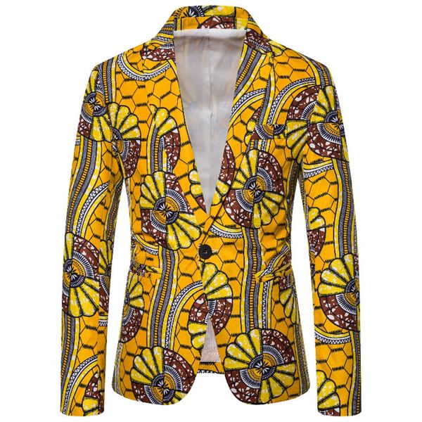 men's suits & blazers yellow african printing men blazer slim fit jacket for fashion dinner prom party suit stage performance clothing, White;black
men's suits & blazers yellow african printing men blazer slim fit jacket for fashion dinner prom party suit stage performance clothing, White;black