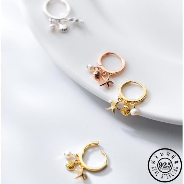 hoop & huggie 925 sterling silver small starfish shell pendant rose gold color plated unique ear hoops piercing earrings jewelry for women, Golden;silver
hoop & huggie 925 sterling silver small starfish shell pendant rose gold color plated unique ear hoops piercing earrings jewelry for women, Golden;silver