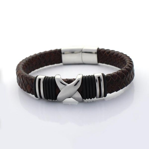 12mm wide braided vintage genuine leather bracelet stainless steel x bead bracelets with magnet clasp men jewelry, Golden;silver
12mm wide braided vintage genuine leather bracelet stainless steel x bead bracelets with magnet clasp men jewelry, Golden;silver