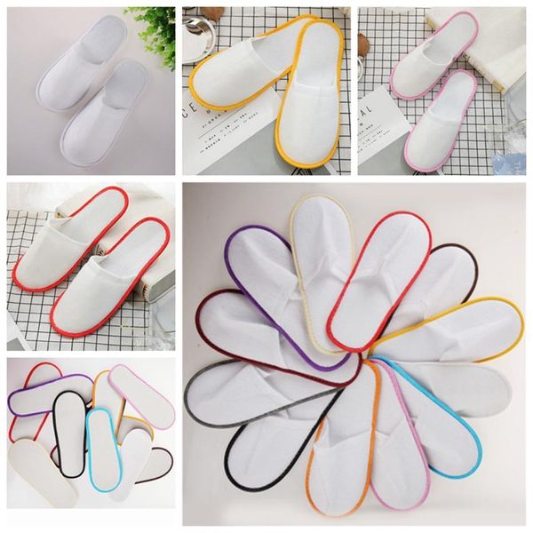 Image of Travel Hotel SPA Anti-slip Disposable Slippers Home Guest Shoes Multi-colors Breathable Soft Disposable Slippers