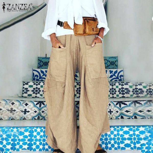 women's pants & capris wide leg trousers 2021 zanzea elastic waist pant female pockets casual pantalon palazzo oversized summer turnip, Black;white
women's pants & capris wide leg trousers 2021 zanzea elastic waist pant female pockets casual pantalon palazzo oversized summer turnip, Black;white