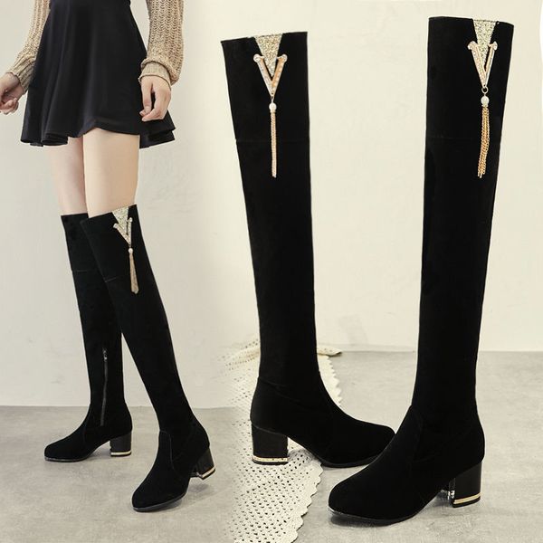 aq643 2020 autumn and winter new side zipper over-the-knee boots women thick high-heeled plus fleece boots fringed elastic, Black
aq643 2020 autumn and winter new side zipper over-the-knee boots women thick high-heeled plus fleece boots fringed elastic, Black