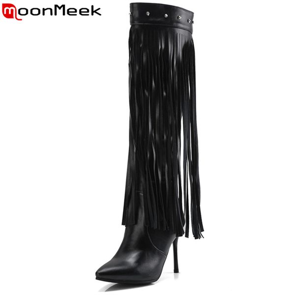 moonmeek big size 33-43 fashion autumn winter boots pointed toe fringe thin high boots elegant ladies knee high 2020 new, Black
moonmeek big size 33-43 fashion autumn winter boots pointed toe fringe thin high boots elegant ladies knee high 2020 new, Black