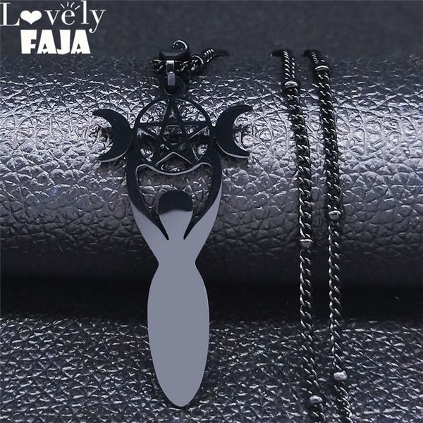 2020 witchcraft goddess pentagram moon stainless steel necklace women black color charm necklace jewelry collares n4219s03, Silver
2020 witchcraft goddess pentagram moon stainless steel necklace women black color charm necklace jewelry collares n4219s03, Silver
