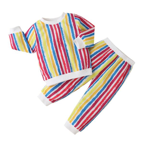 clothing sets toddler kid boys girls rainbow autumn warm long sleeve trousers suit girl colorful stripe t-shirt elastic pants set, White
clothing sets toddler kid boys girls rainbow autumn warm long sleeve trousers suit girl colorful stripe t-shirt elastic pants set, White
