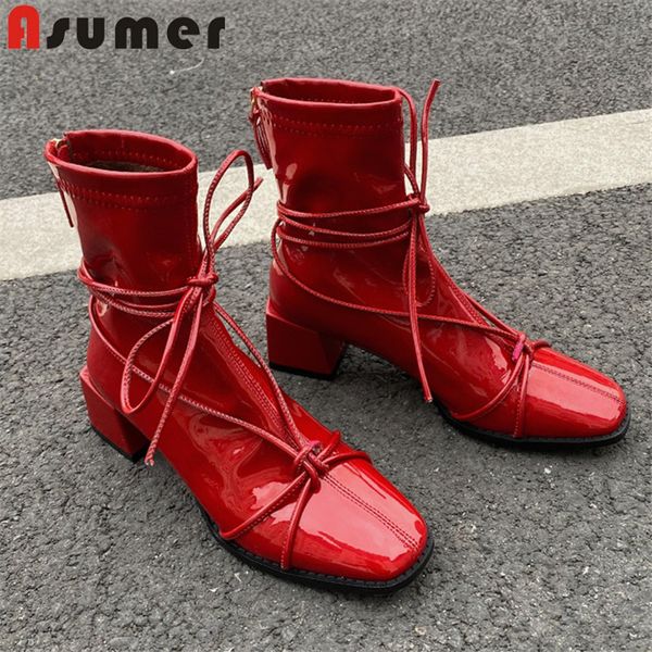 boots asumer 2021 stretch patent leather thick heel casual party shoes women ankle fashion brand woman, Black
boots asumer 2021 stretch patent leather thick heel casual party shoes women ankle fashion brand woman, Black