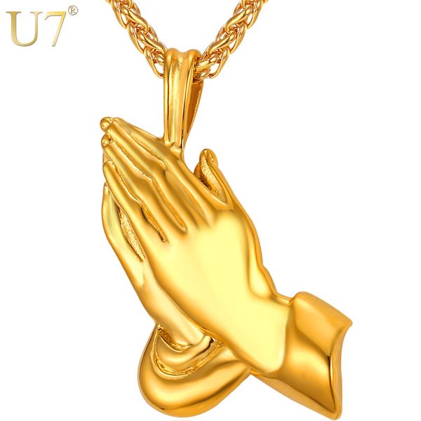 u7 brand the praying hands pendants & necklaces brother gift black/gold color stainless steel hip hop men chain jewelry p927, Silver
u7 brand the praying hands pendants & necklaces brother gift black/gold color stainless steel hip hop men chain jewelry p927, Silver