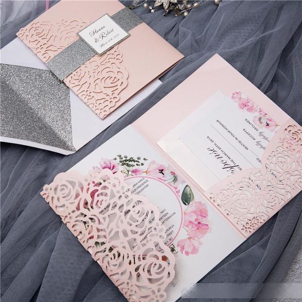 50 pieces/lot) laser cut rose wedding invitations tri-fold silver glittery customize birthday greeting card rsvp cards ic132 t200714
50 pieces/lot) laser cut rose wedding invitations tri-fold silver glittery customize birthday greeting card rsvp cards ic132 t200714