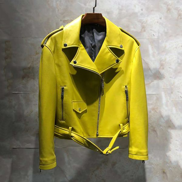 new arrival 2020 yellow color coat women spring genuine leather jacket short turn-down collar outerwear ladies sheepskin coats, Black
new arrival 2020 yellow color coat women spring genuine leather jacket short turn-down collar outerwear ladies sheepskin coats, Black