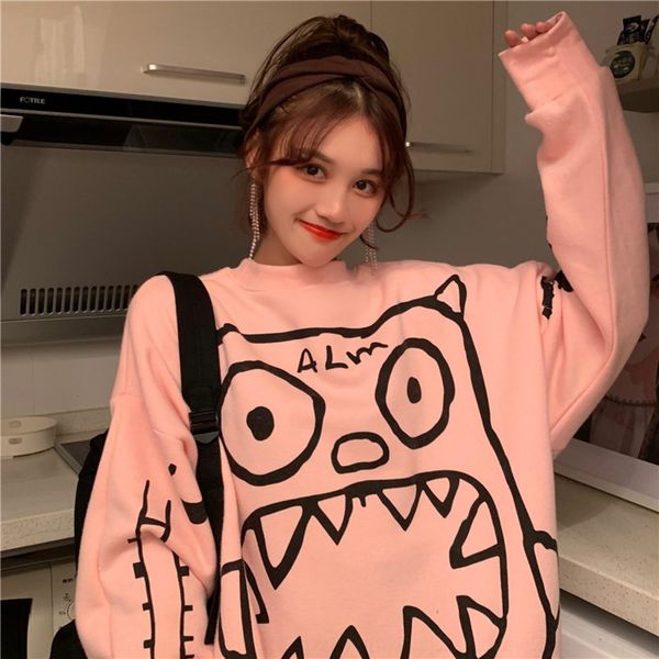 2020 autumn women's korean style loose round neck sweater sweater smallgraffiti pattern student sxgre, Black
2020 autumn women's korean style loose round neck sweater sweater smallgraffiti pattern student sxgre, Black