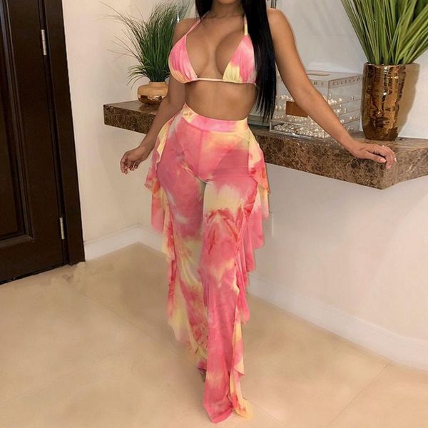 print mesh summer beach two piece set panties women bra halter crop ruffle wide leg pants clubwear, Gray
print mesh summer beach two piece set panties women bra halter crop ruffle wide leg pants clubwear, Gray