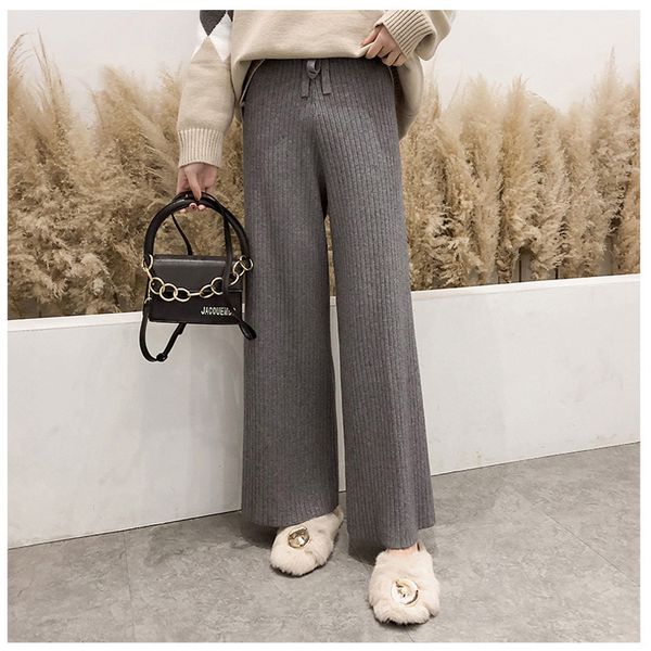 2020 autumn winter new casual straight pants women female drawstring loose high waist knitted wide leg pants casual trousers, Black;white
2020 autumn winter new casual straight pants women female drawstring loose high waist knitted wide leg pants casual trousers, Black;white