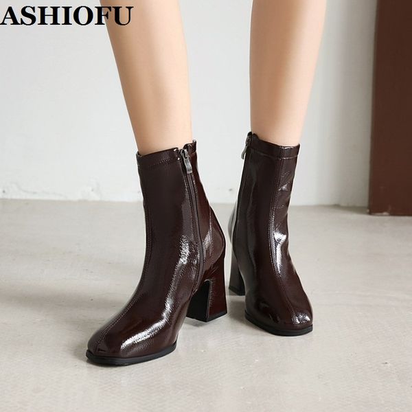 ashiofu handmade new 2020 ladies thick heel boots daily wear party prom ankle booties large size fashion winter boots, Black
ashiofu handmade new 2020 ladies thick heel boots daily wear party prom ankle booties large size fashion winter boots, Black