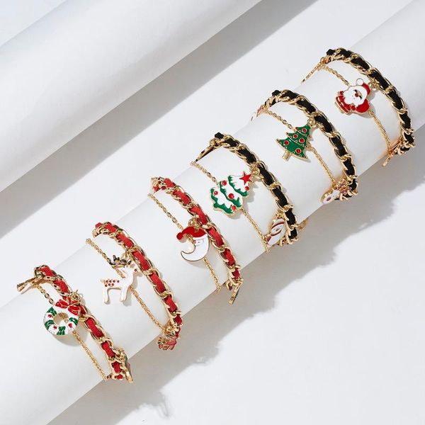 belleper santa claus double elk christmas wreath double bell black cloth chain christmas compilation metal bracelet, Golden;silver
belleper santa claus double elk christmas wreath double bell black cloth chain christmas compilation metal bracelet, Golden;silver