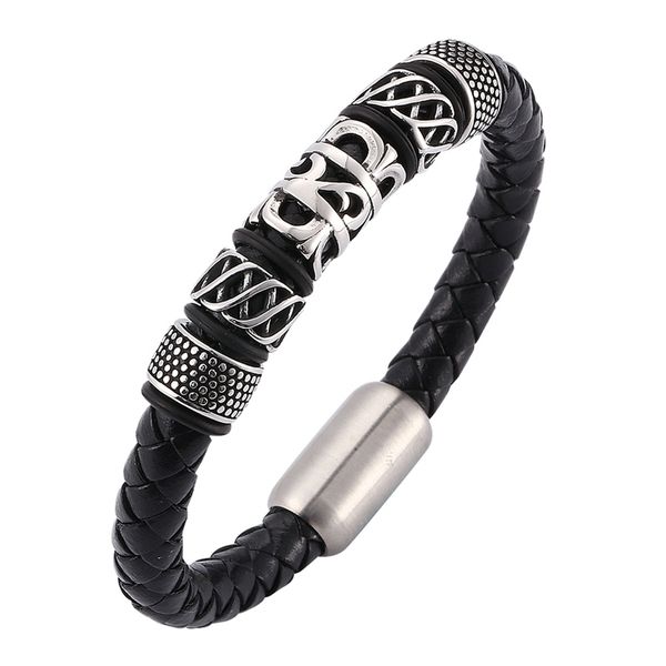 new men black braided leather party bracelet handmade stainless steel magnetic buckle wristband punk jewelry bangles c0056, Golden;silver
new men black braided leather party bracelet handmade stainless steel magnetic buckle wristband punk jewelry bangles c0056, Golden;silver