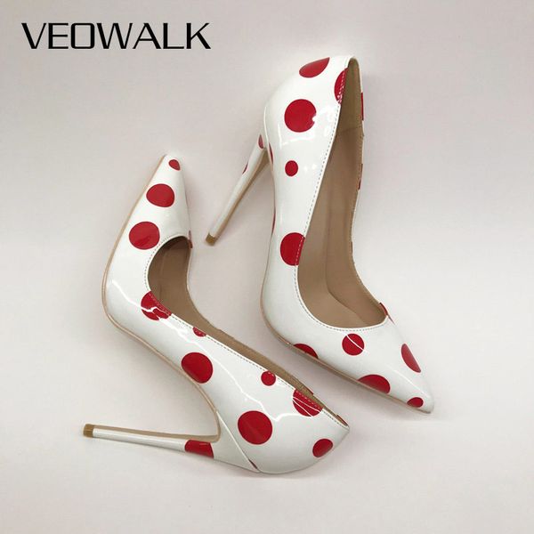 veowalk red polka dot women patent leather pointy toe stiletto high heels chic ladies slip on pumps printed party shoes white, Black
veowalk red polka dot women patent leather pointy toe stiletto high heels chic ladies slip on pumps printed party shoes white, Black