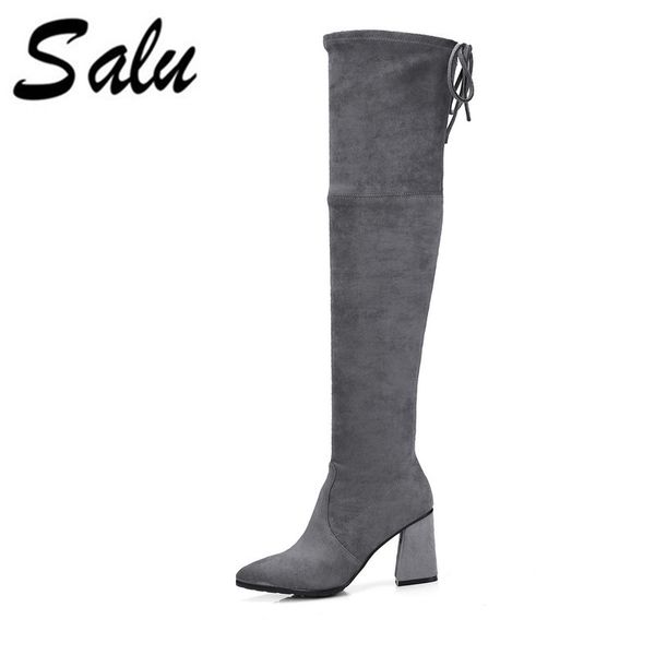 salu 2020 women over the knee high boots women shoes platform zipper winter shoes square toe motorcycle boots, Black
salu 2020 women over the knee high boots women shoes platform zipper winter shoes square toe motorcycle boots, Black