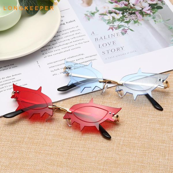 sunglasses longkeeper cat eye women 2021 brand designer unique rimless sun glasses female red blue eyewear vintage gafas oculos, White;black
sunglasses longkeeper cat eye women 2021 brand designer unique rimless sun glasses female red blue eyewear vintage gafas oculos, White;black