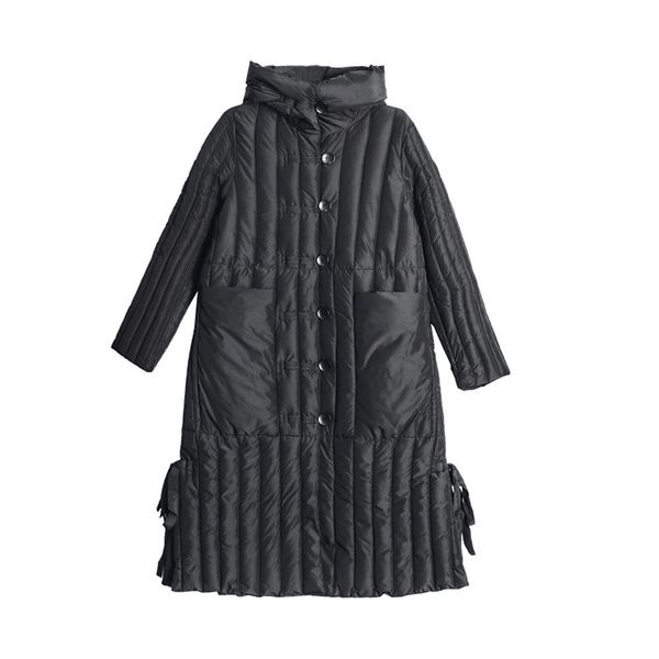women down winter jacket with hood thickening over the knee long long down padded jacket, Black
women down winter jacket with hood thickening over the knee long long down padded jacket, Black