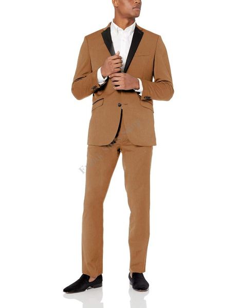 2020 new fashion suits men's brown formal business suit 2 piece set / men's high-end casual suits with black lapel, White;black
2020 new fashion suits men's brown formal business suit 2 piece set / men's high-end casual suits with black lapel, White;black