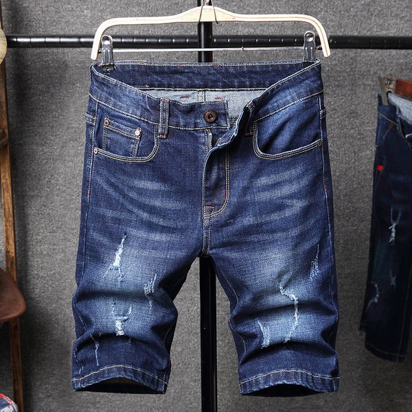 men's jeans summer thin embroidery korean version of broken hole straight and simple half pants slim elastic shorts, Blue
men's jeans summer thin embroidery korean version of broken hole straight and simple half pants slim elastic shorts, Blue