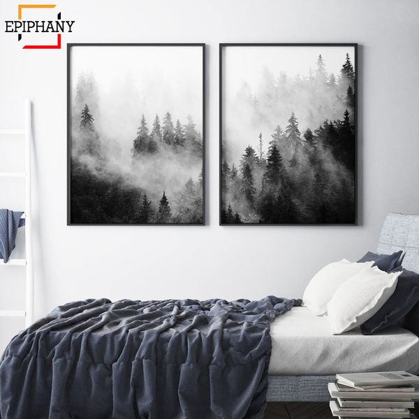forest prints black and white nature scandinavian wall art canvas painting modern minimalist landscape foggy mountain posters
forest prints black and white nature scandinavian wall art canvas painting modern minimalist landscape foggy mountain posters