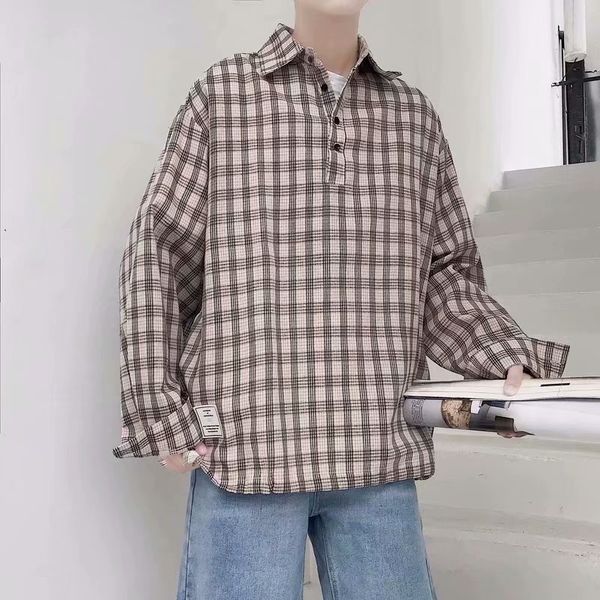 men's casual shirts spring plaid shirt fashion retro men streetwear wild loose long sleeve mens pullover -2xl, White;black
men's casual shirts spring plaid shirt fashion retro men streetwear wild loose long sleeve mens pullover -2xl, White;black