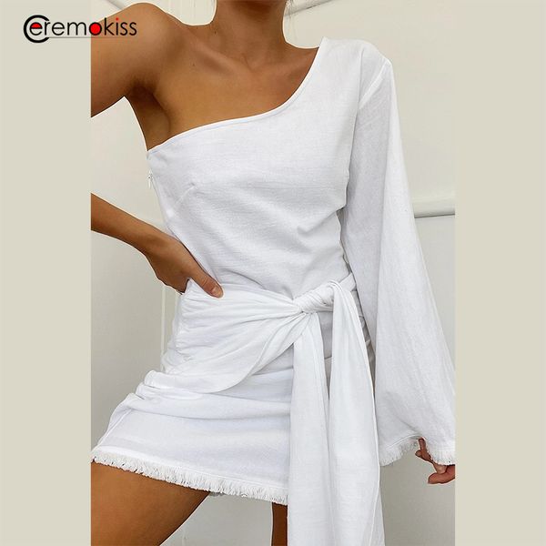 ceremokiss summer dress women white one shoulder sashes bandage backless dresses mini club party female dress vestidos, Black;gray
ceremokiss summer dress women white one shoulder sashes bandage backless dresses mini club party female dress vestidos, Black;gray