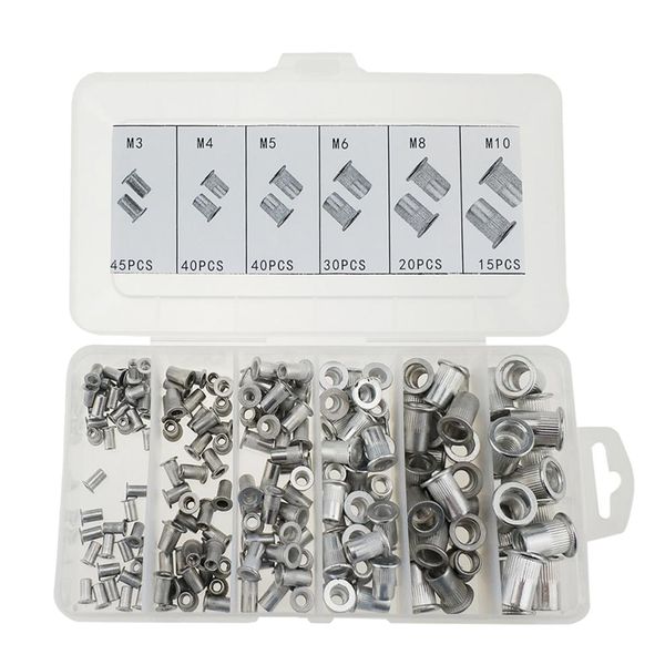 190 pieces aluminum alloy rivet nut flat head threaded insert m3 4 5 6 8 10
190 pieces aluminum alloy rivet nut flat head threaded insert m3 4 5 6 8 10