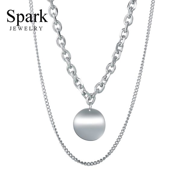 spark minimalistic irregular round pendant necklace stainless steel double layered chain necklaces women birthday gift jewelry, Silver
spark minimalistic irregular round pendant necklace stainless steel double layered chain necklaces women birthday gift jewelry, Silver