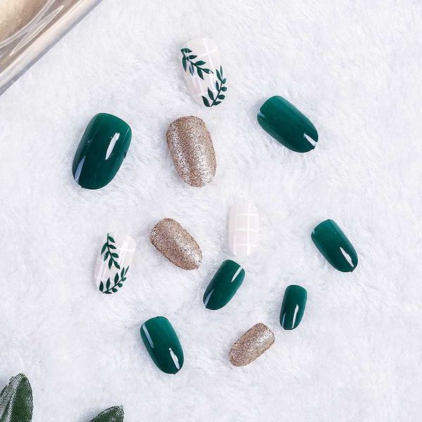 24pcs/set women leaf green nail art fingernail artificial fake false nails art pattern tools, Red;gold
24pcs/set women leaf green nail art fingernail artificial fake false nails art pattern tools, Red;gold