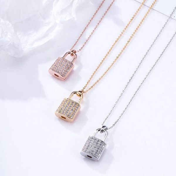 pendant necklaces lover lock choker necklace for women cz zircon rose gold silvery chain simple fashion jewelry wholesale, Silver
pendant necklaces lover lock choker necklace for women cz zircon rose gold silvery chain simple fashion jewelry wholesale, Silver