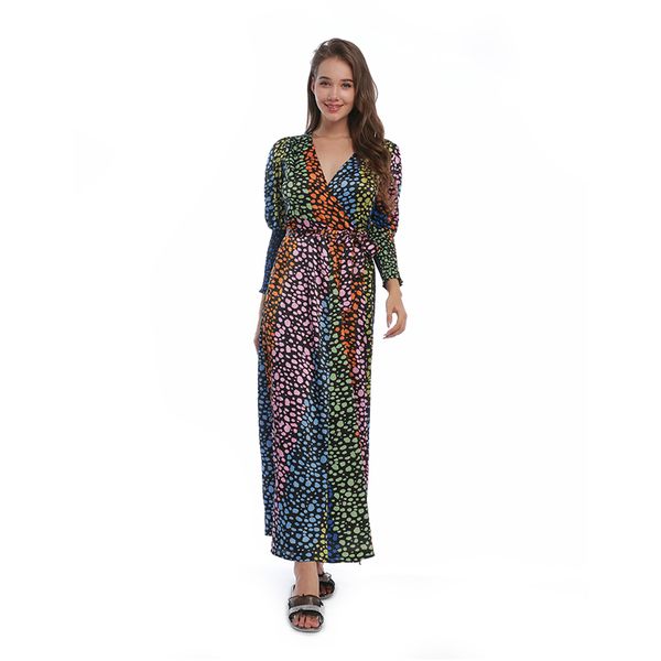retro v-neck long sleeve high waist show thin temperament long skirt ruffled bubble sleeve personalized women dresses, Black;gray
retro v-neck long sleeve high waist show thin temperament long skirt ruffled bubble sleeve personalized women dresses, Black;gray