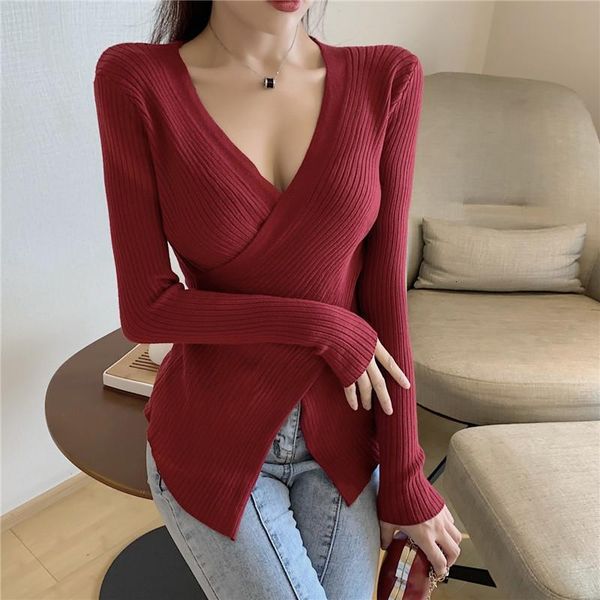 women's crossed v-neck knitted full sleeve sweaters pullovers girls knit soft solid jumpers for female 2020 autumn, White;black
women's crossed v-neck knitted full sleeve sweaters pullovers girls knit soft solid jumpers for female 2020 autumn, White;black