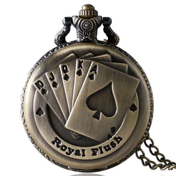 pocket watches vintage retro bronze royal flush quartz pendant fob watch with necklace chain gift clock for men women, Slivery;golden
pocket watches vintage retro bronze royal flush quartz pendant fob watch with necklace chain gift clock for men women, Slivery;golden