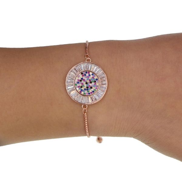 link, chain geometric adjusted bracelet fashion colorful cz paved slider round bangle for women, Black
link, chain geometric adjusted bracelet fashion colorful cz paved slider round bangle for women, Black